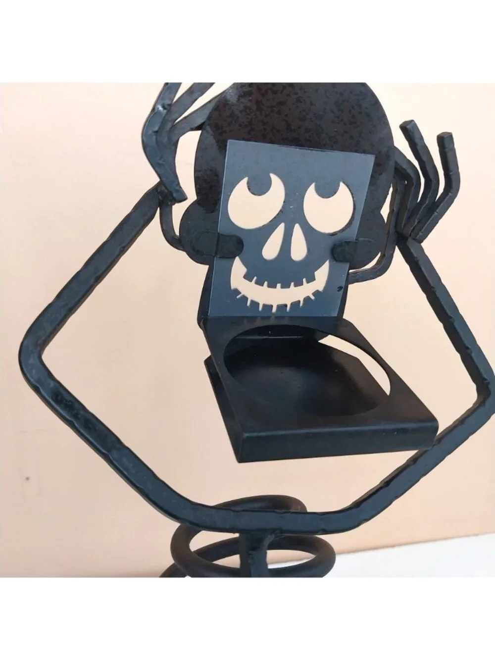 Partylite Mr. Bones Metal Skeleton Candleholder Skull Head Figurine Black 12